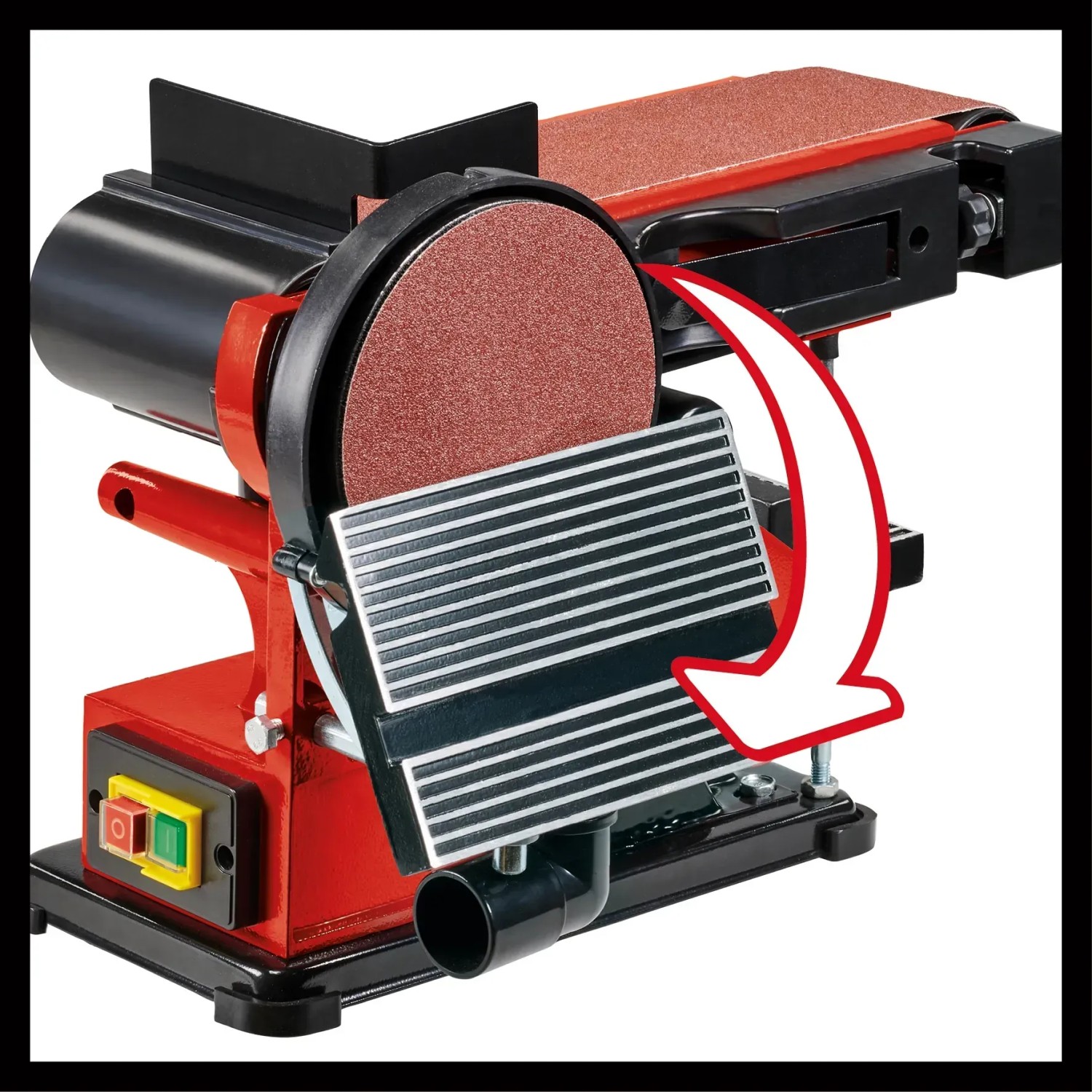 Einhell TC-US 380 levigatrice a nastro e disco da banco con nastro abrasivo e disco. Ideale per levigare legno e metallo.