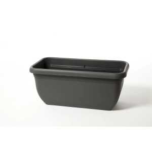 Fioriera XL Unica, 100x43 cm, grigio fumo, in plastica robusta per interni ed esterni.
