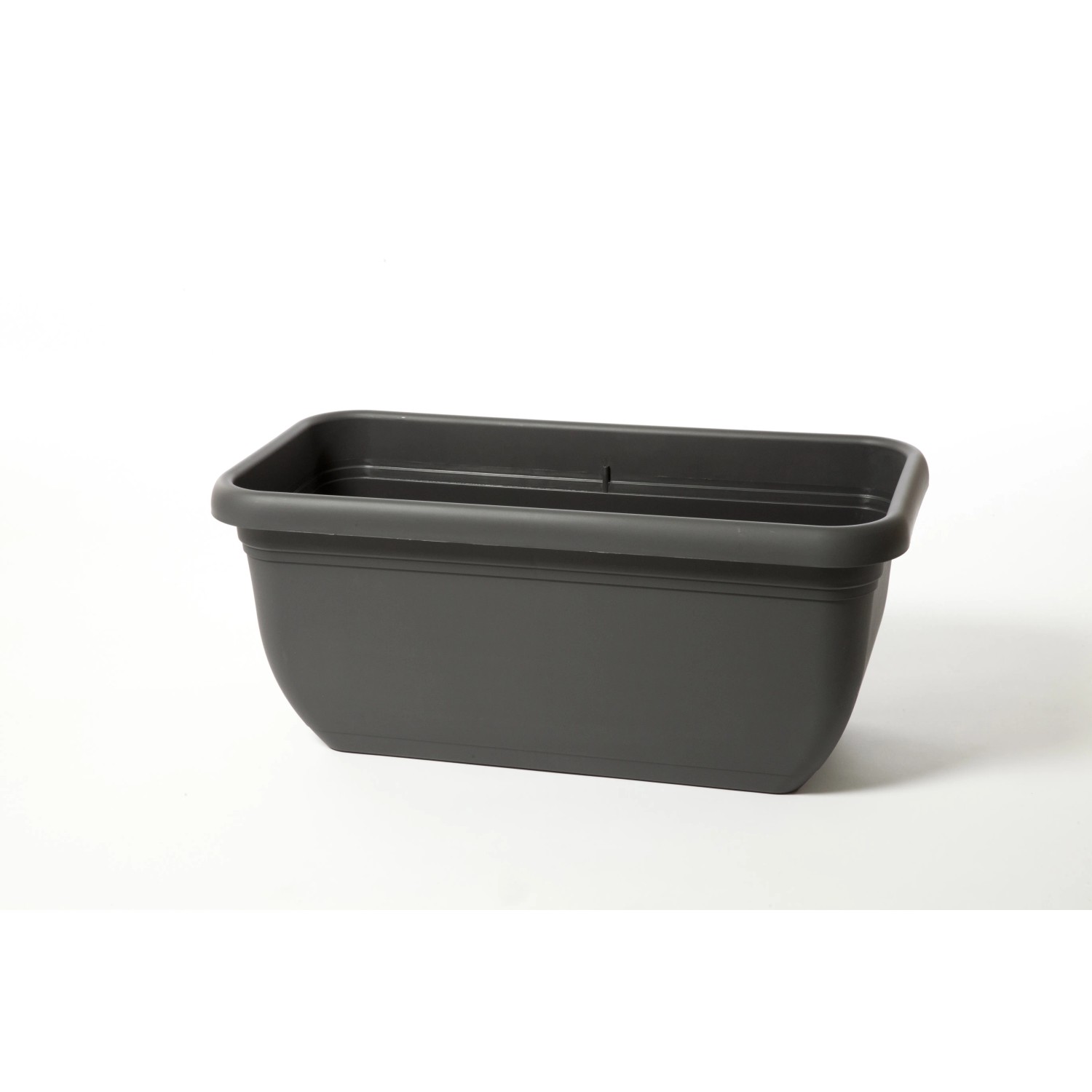 Fioriera XL Unica, 100x43 cm, grigio fumo, in plastica robusta per interni ed esterni.