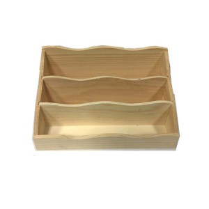 Organizzatore in legno a 3 scomparti per accessori artistici.