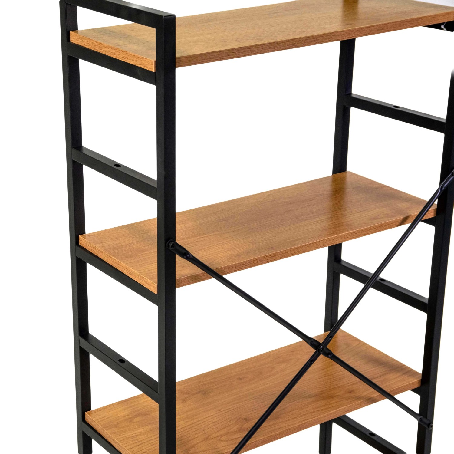 Scaffale in metallo e legno Achille 4 ripiani 60x28x117 cm_5