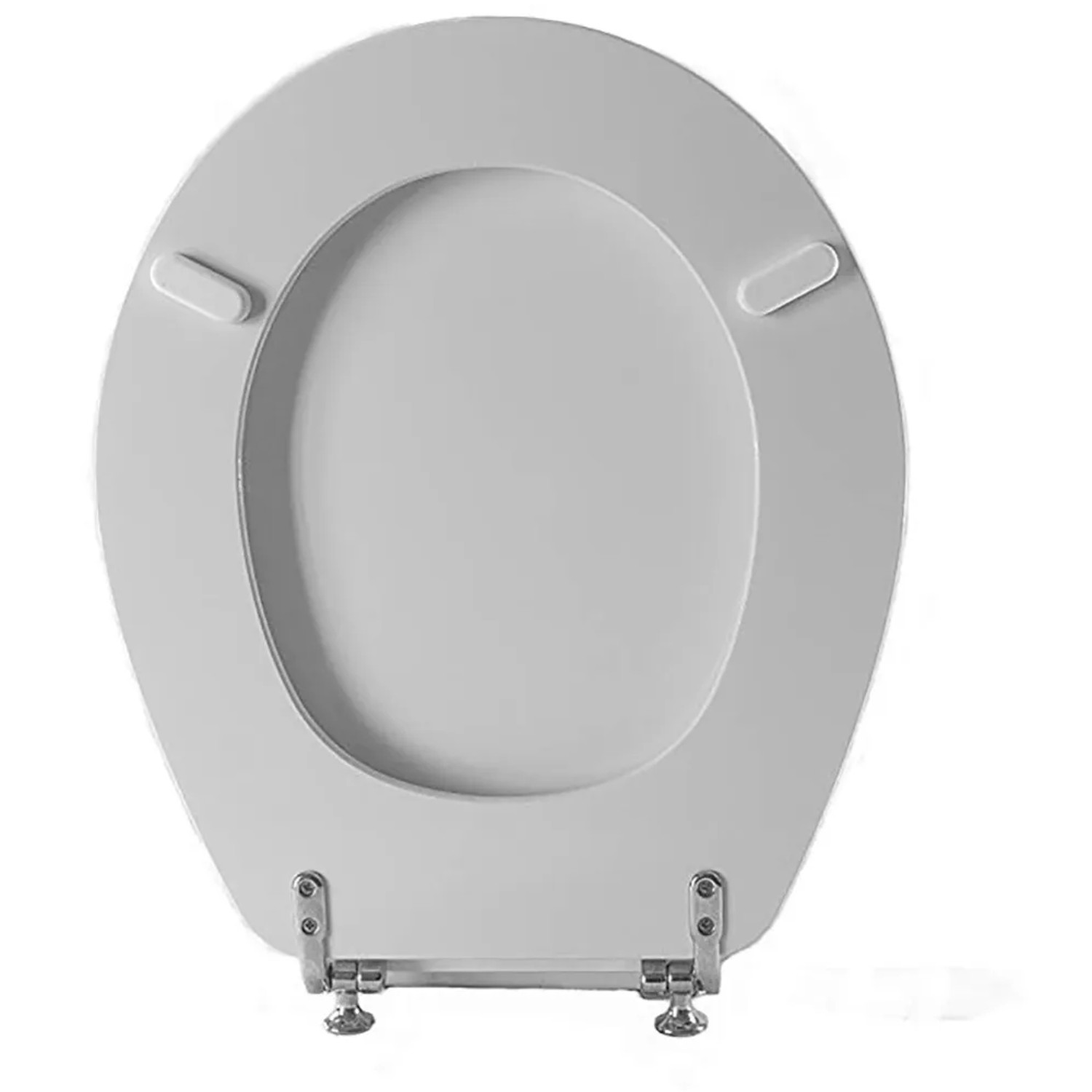 Sedile WC t.b.t. bianco con cerniere cromate.
