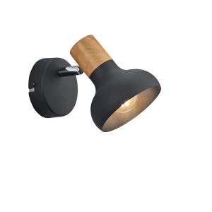 Faretto Reality Latika nero con effetto legno, 1 lampadina, per montaggio a parete.