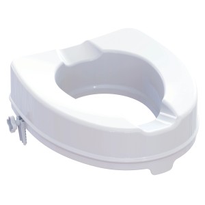 Alza WC bianco per un maggiore comfort in bagno.