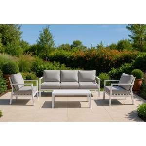 Salotto da giardino Manhattan in alluminio bianco 3 posti