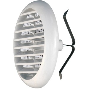 Griglia di ventilazione bianca, rotonda per montaggio a parete.