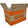 Scatola per trasloco OBI aperta, arancione e bianca, taglia L.