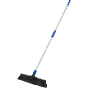 Scopa stradale professionale LUX 2in1 con manico, setole in elastomero per sporco grossolano e fine.