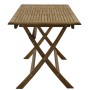 Tavolo da giardino in legno con gambe pieghevoli, ideale per balconi e terrazze.