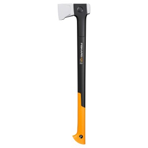 Ascia da spacco Fiskars X25 con manico nero e impugnatura arancione.