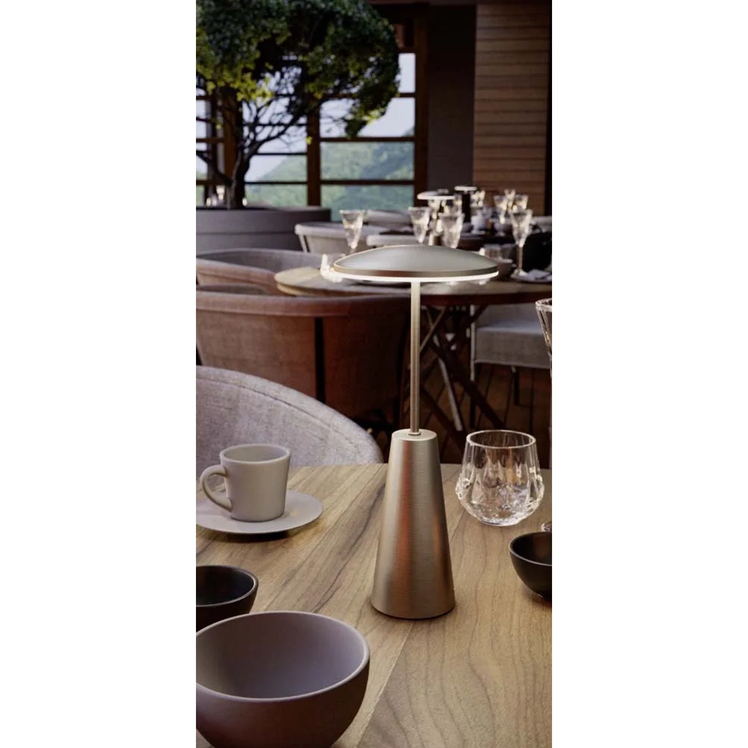 Lampada da tavolo a LED EGLO PICCOLA in bronzo scuro, dimmerabile, IP54 per esterni.