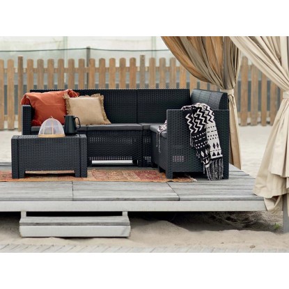 Salotto da giardino Nebraska in polipropilene grafite 3 posti