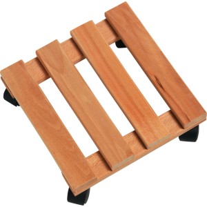Rotelle per piante quadrate in faggio (25x25 cm) con ruote per un facile spostamento.