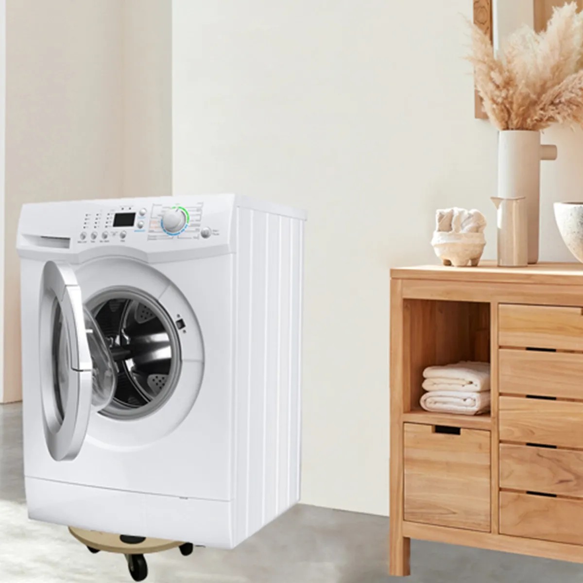 Carrello Trasporto Rotondo In Compensato - Portata 200 Kg, Diametro 38 Cm, Per Traslochi E Spesa