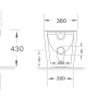 Disegno tecnico WC a terra t.b.t. con misure per l'installazione.