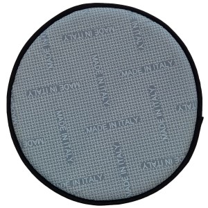 Cuscino rotondo con motivo "Made in Italy", ideale per sedie e sgabelli.