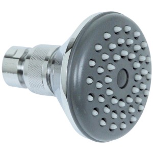 Soffione doccia t.b.t., cromato con superficie grigia e ugelli bianchi.