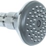 Soffione doccia t.b.t., cromato con superficie grigia e ugelli bianchi.