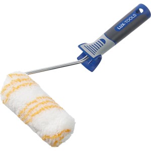 Rullo a dispersione LUX 12 cm, rullo per pittura liscio con manico blu-grigio per pitture a emulsione.