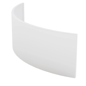 Pannello vasca da bagno bianco curvo.