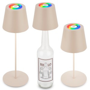 Brilo Lampada da tavolo a LED 3 in 1 beige, utilizzabile anche come luce per bottiglia, per illuminazione esterna d'atmosfera.