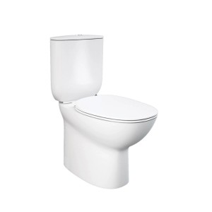 WC monoblocco t.b.t. bianco con cassetta chiusa e sedile ovale.