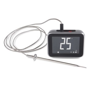Weber Smart Hub display base station nero-argento con sonda di temperatura.