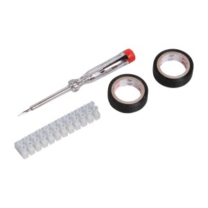Set tester di tensione LUX Classic: tester, 2 nastri isolanti, morsettiera.