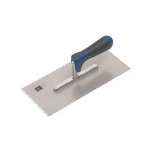 Cazzuola dentata LUX Comfort, antiruggine, con dentatura 4x4 mm e manico ergonomico.