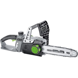 Set motosega a batteria LUX A-KS-20/25 con batteria e caricabatterie. Design compatto, corpo grigio.