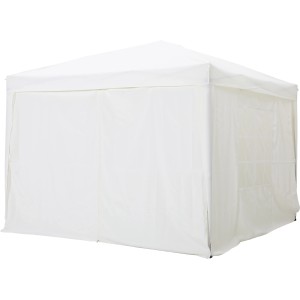Gazebo pieghevole Papanoa color crema (293x293 cm) con pannelli laterali per giardino ed eventi all'aperto.