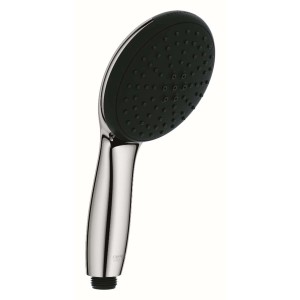 Doccetta con finitura cromata e superficie doccia nera.