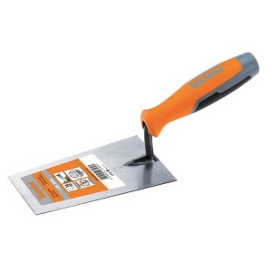 Cazzuola da muratore con manico arancione per lavori di muratura e piastrellatura.