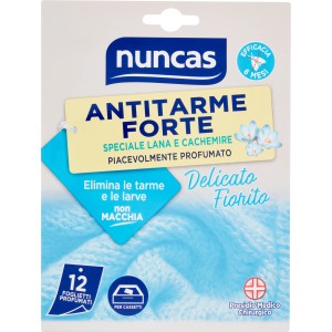 Nuncas Antitartme Forte antitarme per lana e cashmere, 12 foglietti profumati per cassetti.