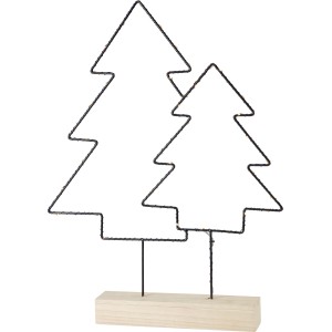 Alberi di Natale decorativi illuminati in filo metallico su base in legno, per interni.