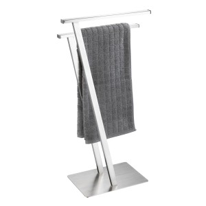 Wenko Lirio, porta asciugamani e appendiabiti satinato con due aste e asciugamani.