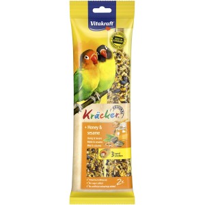 Vitakraft cracker per uccelli con miele e sesamo, 2 pezzi. Snack per uccelli per una dieta equilibrata.