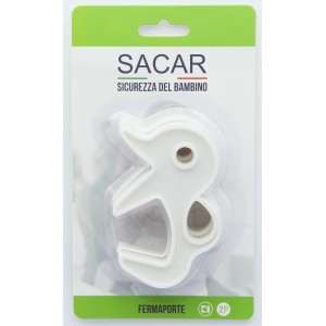 SACAR Fermaporta per camerette bambini, confezione da 2, bianco.