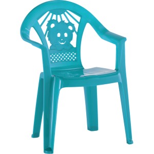 Sedia per bambini turchese con orsetto per interni ed esterni.