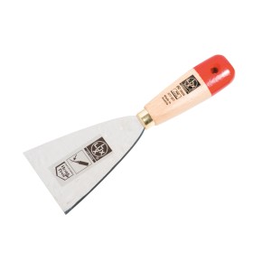 Spatola LUX da 8 cm in acciaio inox con manico in legno. Ideale per stuccare e rimuovere la carta da parati.