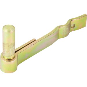 Cerniera a staffa zincata gialla 156 mm x 20 mm con perno da 16 mm per fissaggio a nastro.