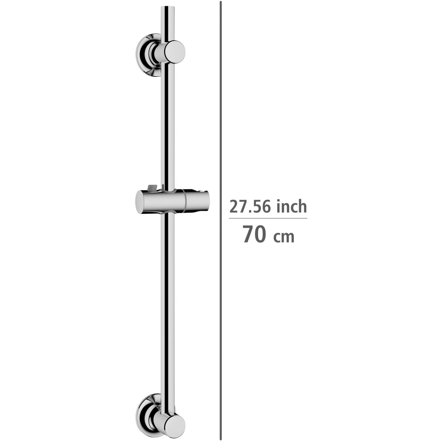 Wenko Asta doccia cromata, 70cm, per montaggio a parete senza forare, con supporto doccia regolabile.