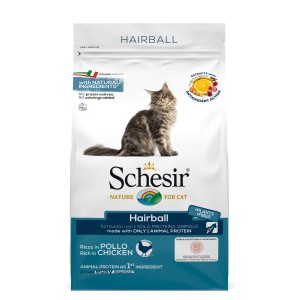 Schesir Hairball cibo secco per gatti con pollo per il controllo dei boli di pelo.