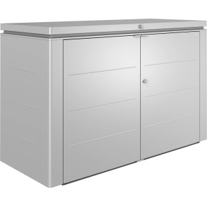 Biohort HighBoard 200 box da giardino, argento-metallizzato, box universale con ante a battente e coperchio chiudibile.