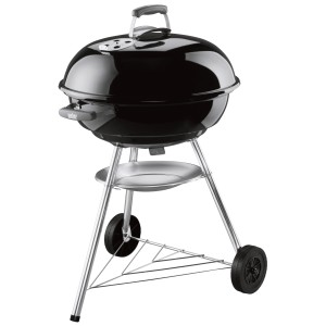 Grill a carbone Weber Compact Kettle nero Ø 57 cm con coperchio e ruote.