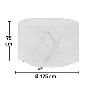 Copertura protettiva bianca per mobili da giardino, rotonda, diametro 125 cm, altezza 75 cm.