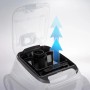 Robot piscina Zodiac CNX 2020 con vano filtro aperto e frecce blu che indicano la potenza di aspirazione.