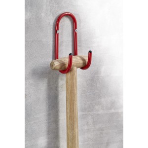 Gancio a muro rosso con manico in legno, categoria: Ganci a muro.