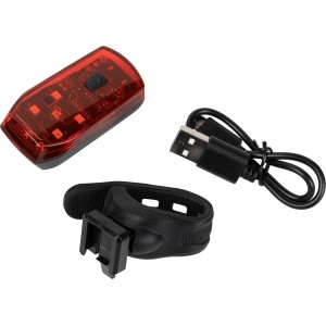 Luce per bici t.b.t. con cavo USB e supporto.