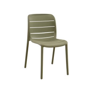 Sedia da giardino t.b.t. verde oliva con design a listelli per patio e giardino.